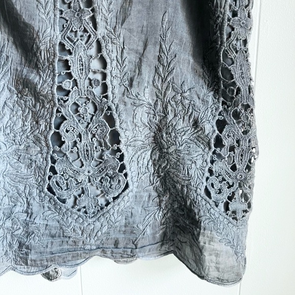 Sundance Silk Blend Grey Ombré Tunic Short Sleeve Blouse Office Party Sz XS - Picture 10 of 11